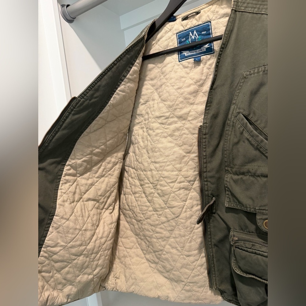 Vintage Members Only L Quilted Lined Fishing Hunting Outdoors Photography cotton - Picture 4 of 11